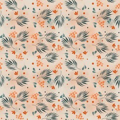 Seamless floral pattern. Wallpaper with flowers. Tropical leaves and orange flowers