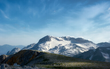panoramic view of the snow-capped mountain of the fisht