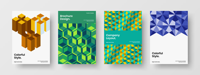 Naklejka premium Unique banner vector design layout bundle. Modern geometric tiles company cover template set.