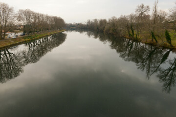 Canal bridge over river Orb at Beziers in France
