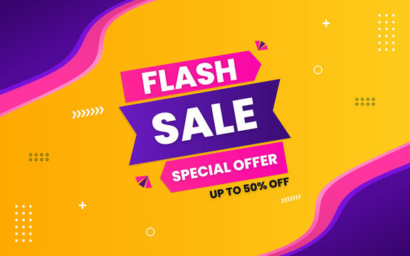 Flash sale banner design with editable text effect