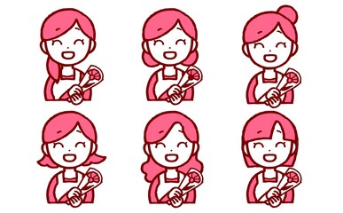 母の日のお母さんのイラストセット