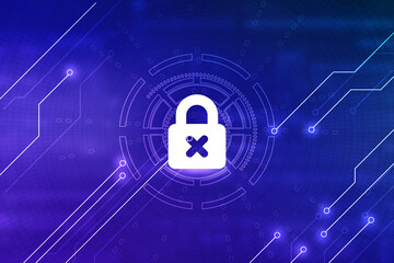 2d illustration Safety concept: Closed Padlock on digital background