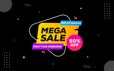 Fototapeta premium Mega sale banner with editable text effect