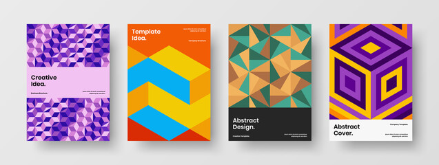 Obraz premium Trendy mosaic hexagons banner illustration composition. Colorful postcard A4 vector design concept collection.