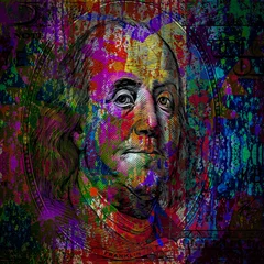 Foto op Canvas dollar banknote with creative colorful abstract elements on dark background © reznik_val