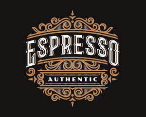 Vintage golden luxury art deco vector emblem, label , badge for your logo or crest with baroque ornaments.