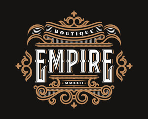 Vintage golden luxury art deco vector emblem, label , badge for your logo or crest with baroque ornaments.