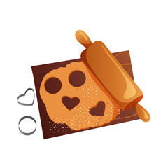 dough for cookies on a wooden board