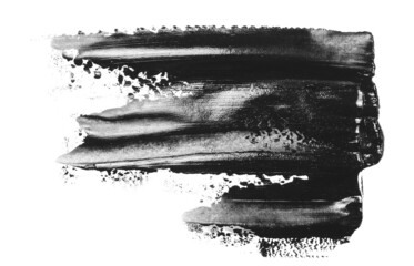 Photo black grunge brush strokes oil paint isolated on white  