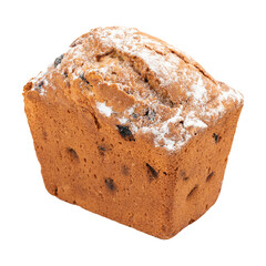 Isolated fresh baked russian stolichny cake with raisins