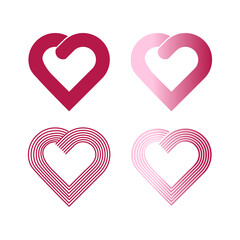 Set of heart shape logos