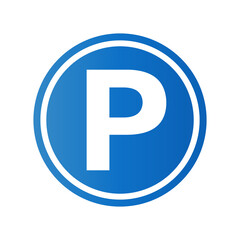 Round parking sign. Motor pool. Editable vectors.