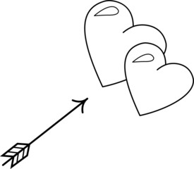 Vector image of a heart with an arrow.