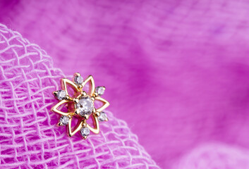 Beautiful piercing jewelry. Macro shot. Selective focus.