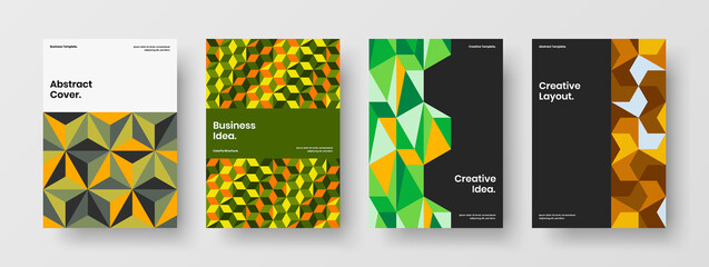 Fototapeta premium Amazing front page design vector template composition. Minimalistic mosaic hexagons corporate brochure concept bundle.