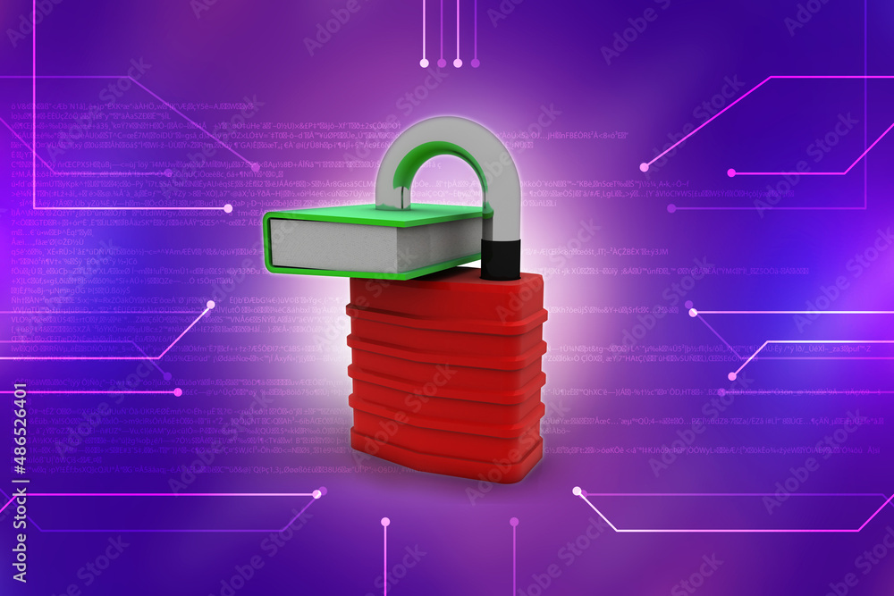 Poster 3d rendering book lock concept