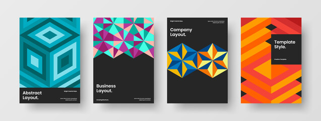Fototapeta premium Modern mosaic hexagons cover concept set. Colorful placard design vector illustration composition.