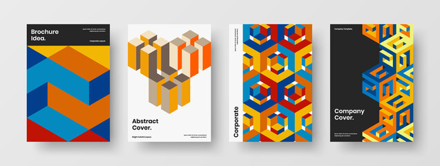Naklejka premium Multicolored pamphlet vector design layout collection. Isolated geometric hexagons company cover illustration composition.