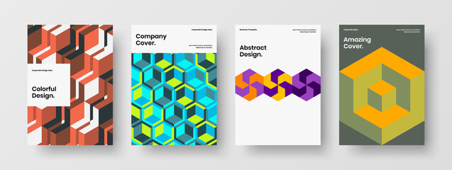 Fototapeta premium Amazing mosaic shapes cover concept set. Fresh brochure design vector illustration composition.