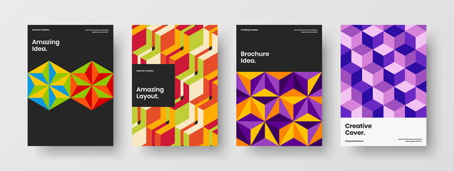 Fototapeta premium Vivid company identity vector design layout set. Premium geometric pattern pamphlet template composition.