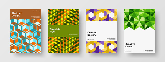 Unique mosaic pattern pamphlet concept composition. Modern corporate brochure A4 design vector layout bundle.