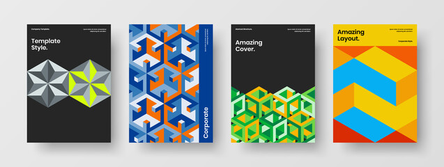 Fototapeta premium Premium mosaic pattern annual report concept collection. Trendy booklet A4 design vector template set.