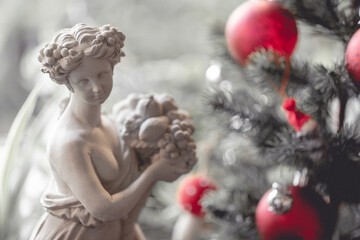 Sculpture of  angel in the park. Image made vintage tone.