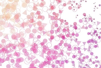 Light Pink, Yellow vector background with triangles, circles.
