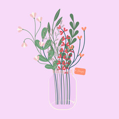 Vector illustration bouquets of flowers. Design template card valentine's and spring.