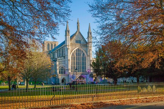 Winchester Cathedral in Autumn,Hampshire ,England.