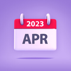 3D Wallpaper for Calendar day, month, year 2023 - Icon month april for agenda, meeting appointment time - Reminder icon