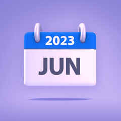 3D Wallpaper for Calendar day, month, year 2023 - Icon month june for agenda, meeting appointment time - Reminder icon