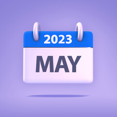3D Wallpaper for Calendar day, month, year 2023 - Icon month may for agenda, meeting appointment time - Reminder icon