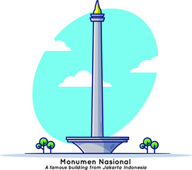 Vector icon of the famous building Monas from Indonesia
