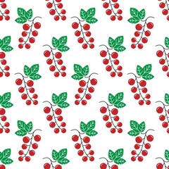 Vector red currant seamless pattern. Design for, packaging, wrapping paper, textile. Background design for ice cream, tea, natural cosmetics, bakery and candy with red currant filling
