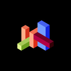 Obraz premium Abstract background. 3d cubes, cubic elements and blocks. Techno or business concept for wallpaper, banner, background, landing page