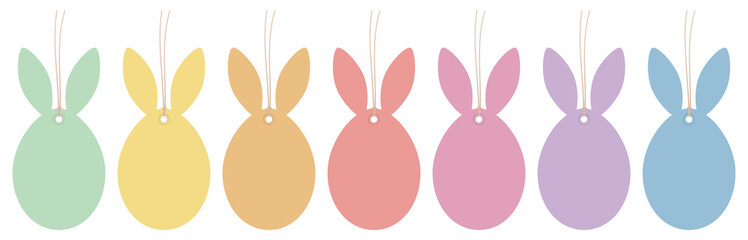 7 Anhänger Ostereier Mit Hasenohren Retrofarben