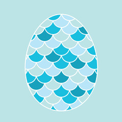 easter egg filled with fish scale pattern - vector illustration