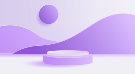 3D Background podium for product display. Product showcase on pedestal purple studio