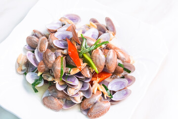 mussels on a white plate