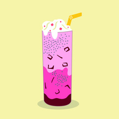 Hand drawn Falooda sweet drink.