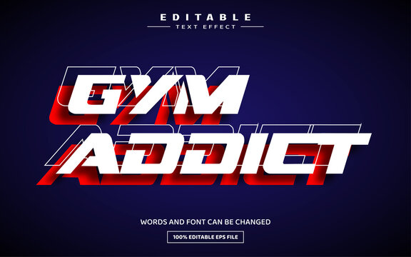 Gym addict 3D editable text effect template