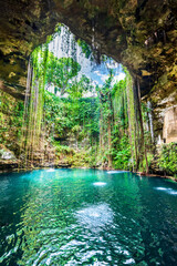 Ik-Kil Cenote, Yucatan Peninsula in Mexico - obrazy, fototapety, plakaty