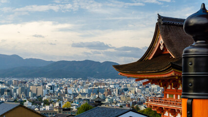 Views of kyoto city from the Fushimi Inari temple complex in Kyoto, Japan