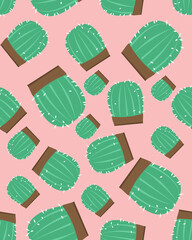 Seamless illustration of cacti on a pink background. For printing on gift paper, cover of a notebook and sketchbook, printing on textiles, clothes.
