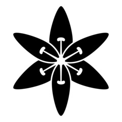 Lily black print six-petalled flower logo, design,icon