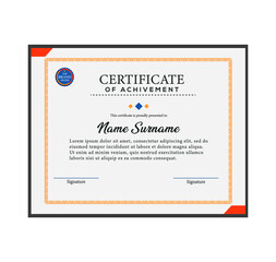 Achievement certificate design with badges Use for print, certificate, diploma
