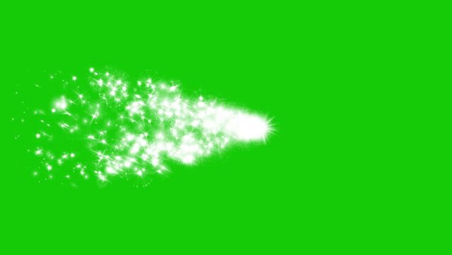 Shining glitter particles stream motion graphics with green screen background