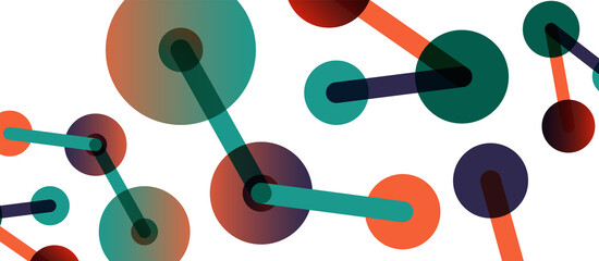 Line points connections geometric abstract background. Circles connected by lines. Trendy techno business template for wallpaper, banner, background or landing